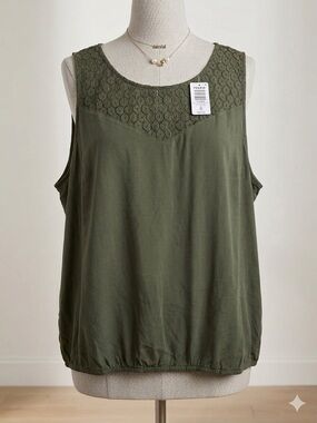 Torrid Olive Crochet Lace Tank Top